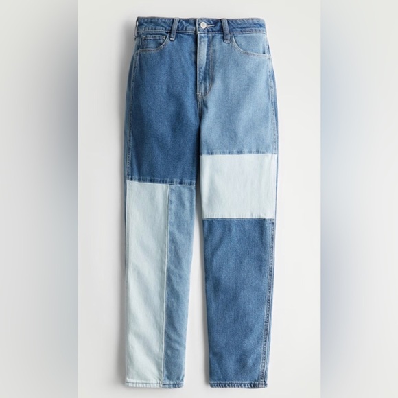 Hollister ULTRA HIGH-RISE PATCHWORK medium wash MOM JEANS size 00R W23/L27 new - Picture 5 of 6